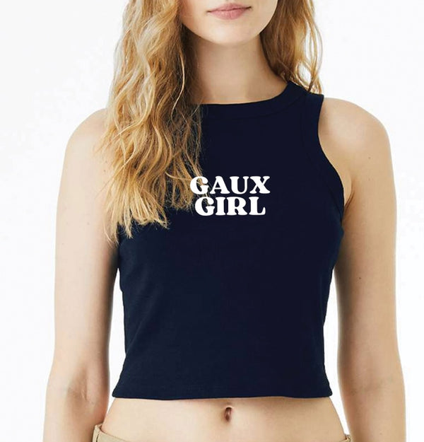 Gaux Girl Navy Micro Rib Crop